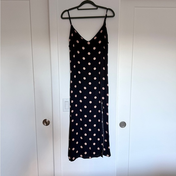 Reformation Dresses & Skirts - Reformation Black and Pink Polka Dot Slip Dress